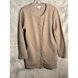 Pure Jill Cocoa snap front‎ jacket cardigan  Taupe Open Front Size S Petite